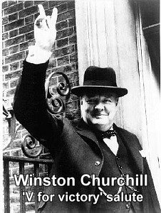 image: Winston Churchill 'V for victory' salute world war II
