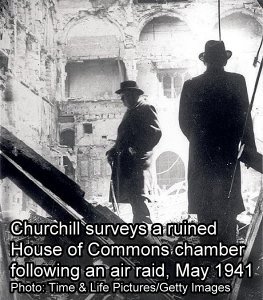 image: house of Commons in ruins