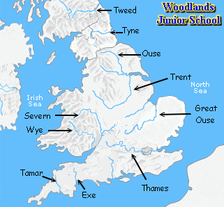 Map of main rivers in the UK