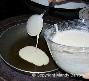pour batter into the frying pan