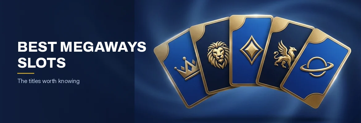 A row of well known Megaways slot titles shown as lobby tiles